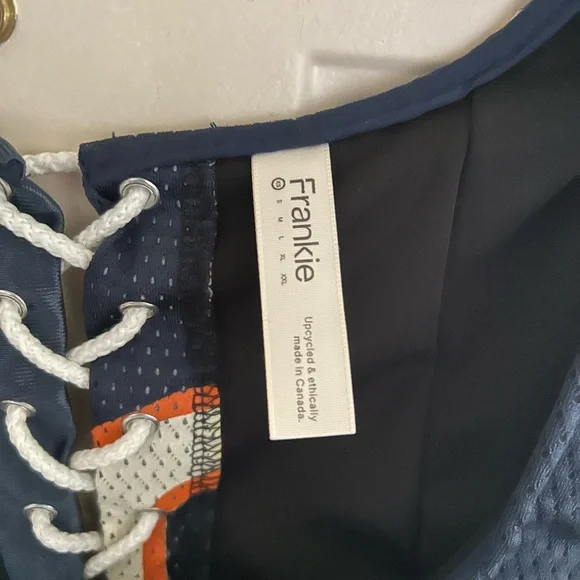 Frankie Collective - Chicago Bears Blue and Orange Reworked Lace-Up Corset Top - Picture 3 of 3